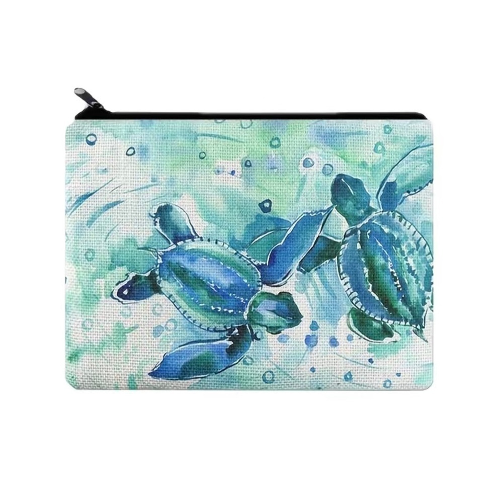 NWOT 🥀 Turtle Pattern Cosmetic Bag - Picture 1 of 6